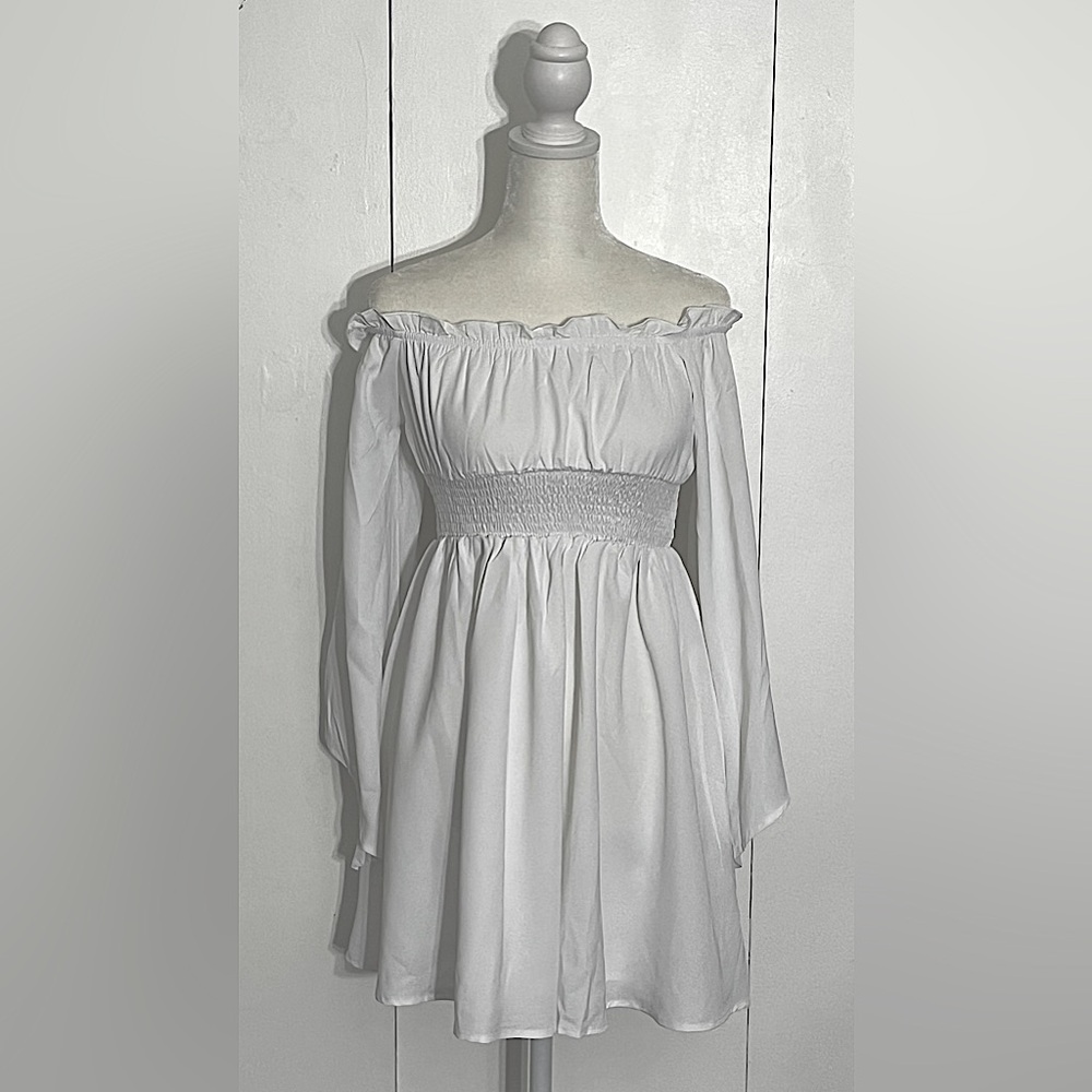 SHEIN Off-Shoulder White Kids Formal Dress